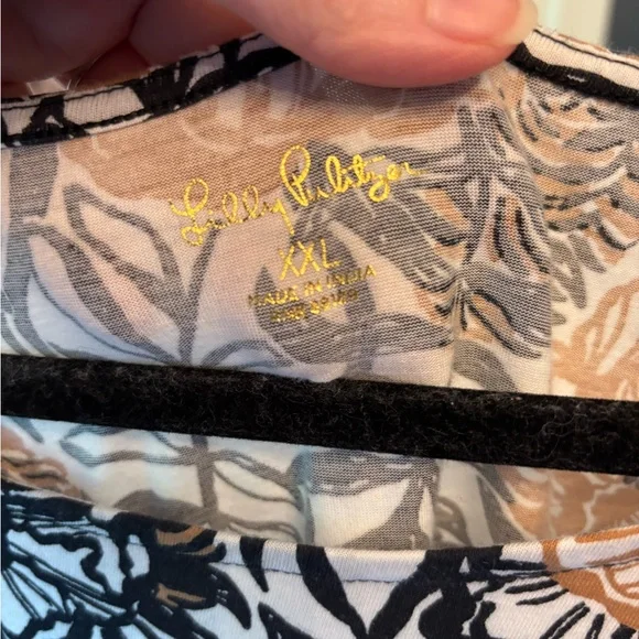 Lilly Pulitzer Black and Tan Floral Tiered Dress - Picture 3 of 6